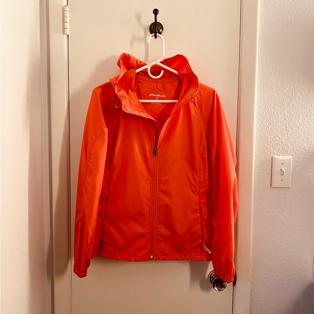 Eddie Bauer hooded windbreaker jacket, coral (S)